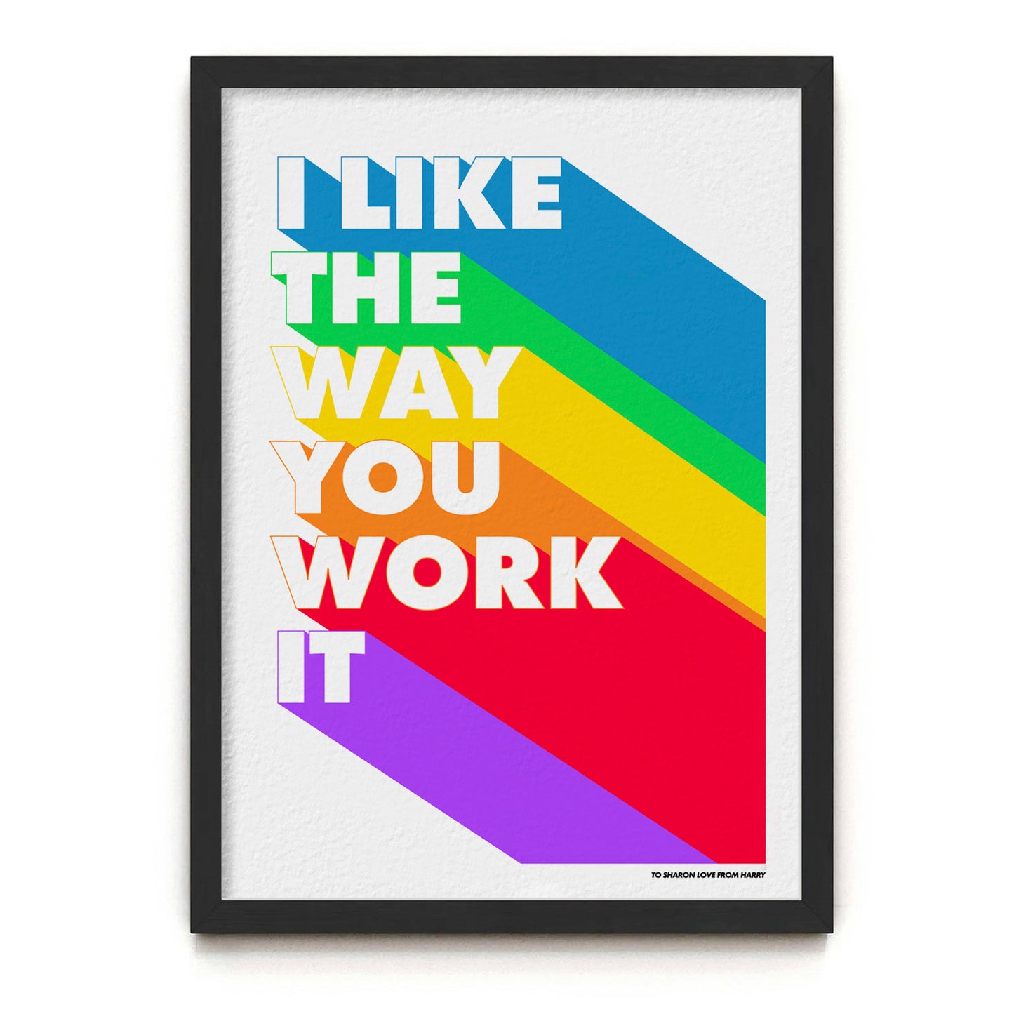 Custom Typographic Rainbow Print (White Text))