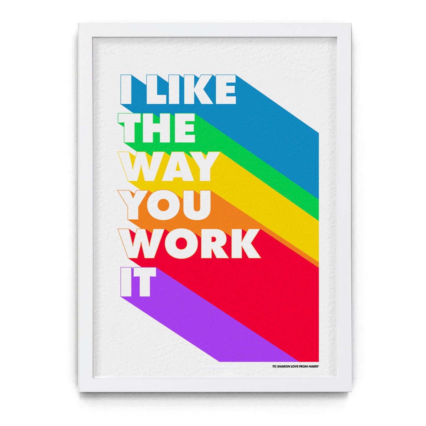Custom Typographic Rainbow Print (White Text))