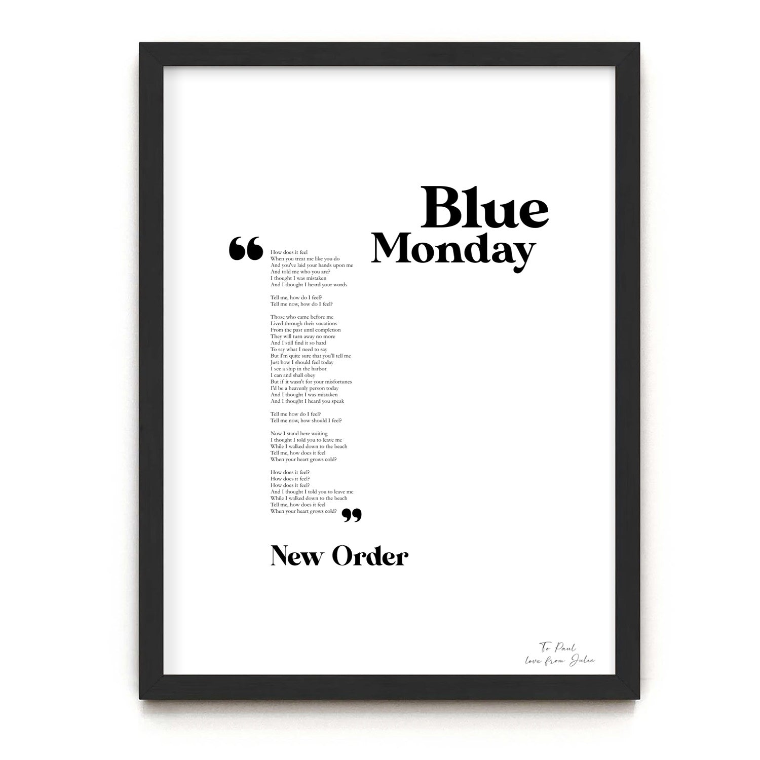 Custom Song Lyrics Print (Style A) – Spruce Moose Bespoke Art Company