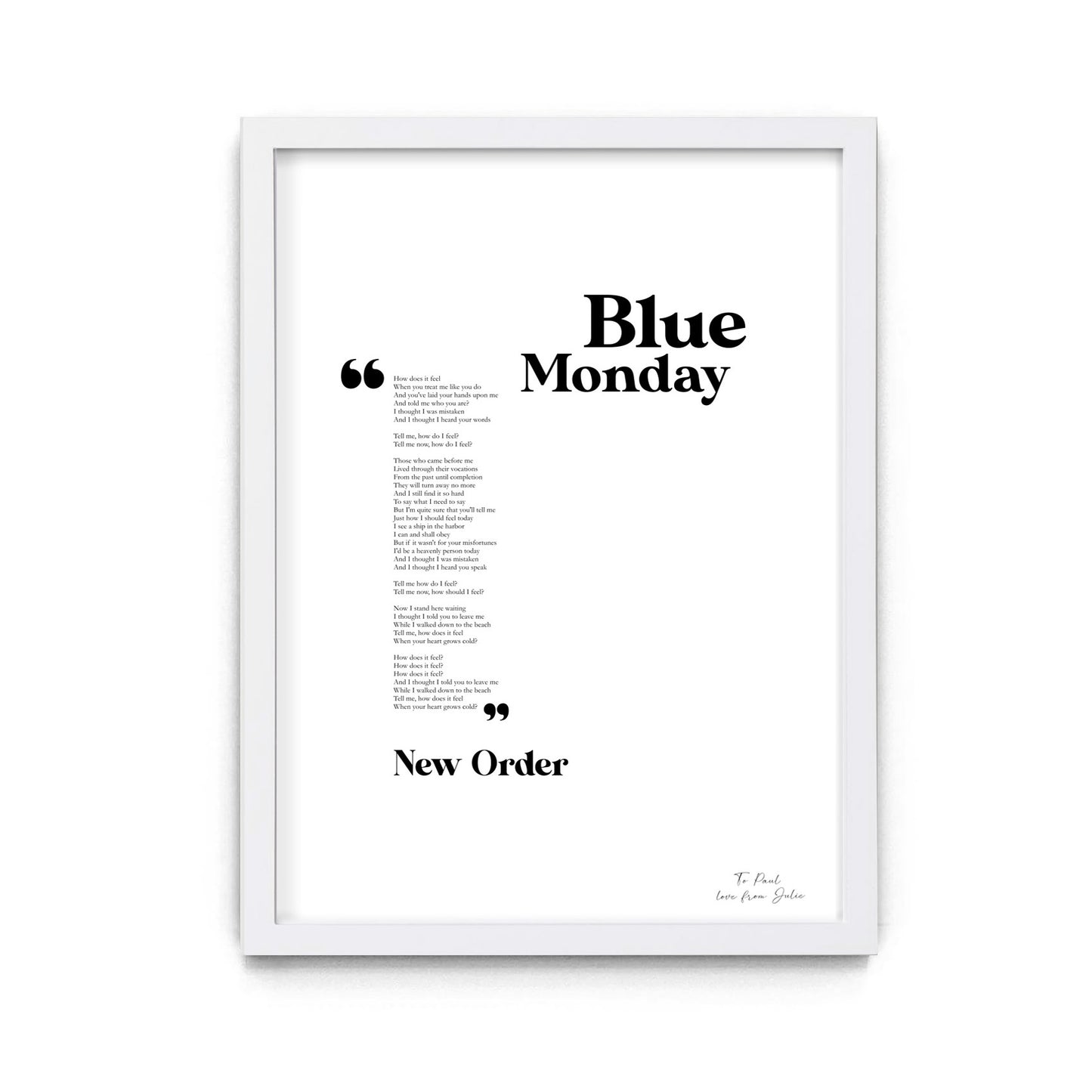Custom Song Lyrics Print (Style A)