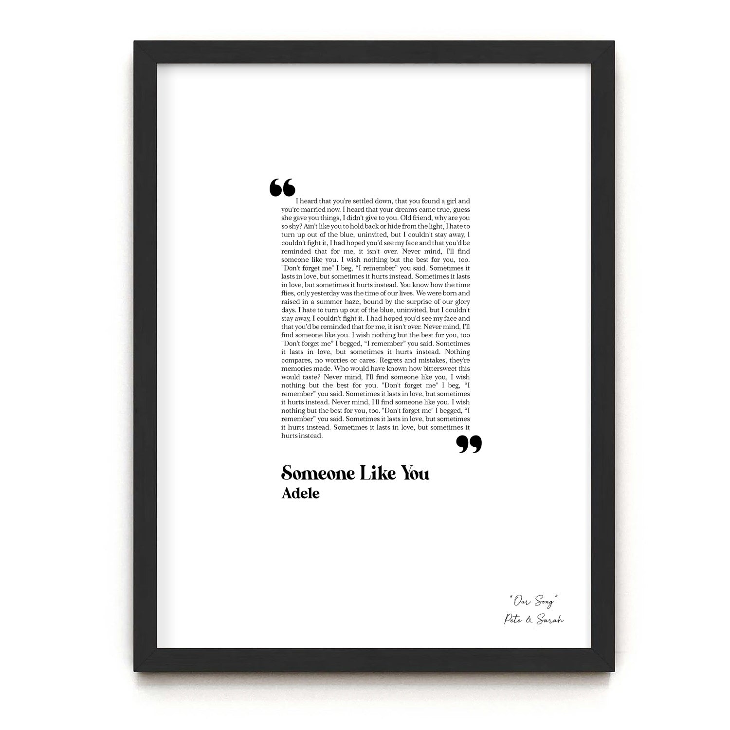Personalised Lyrics print sprucemooseart.com