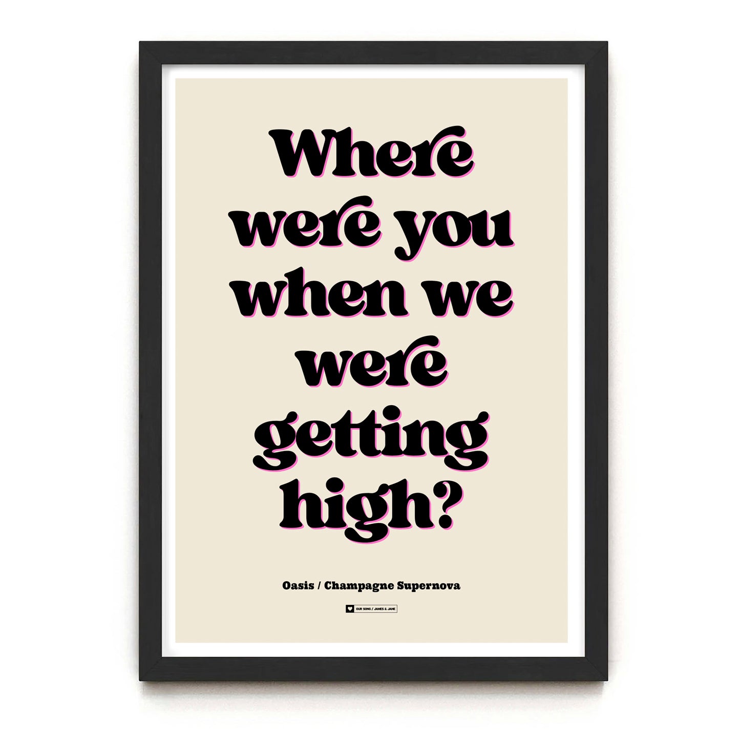 Custom Song Lyrics Retro Typography Print