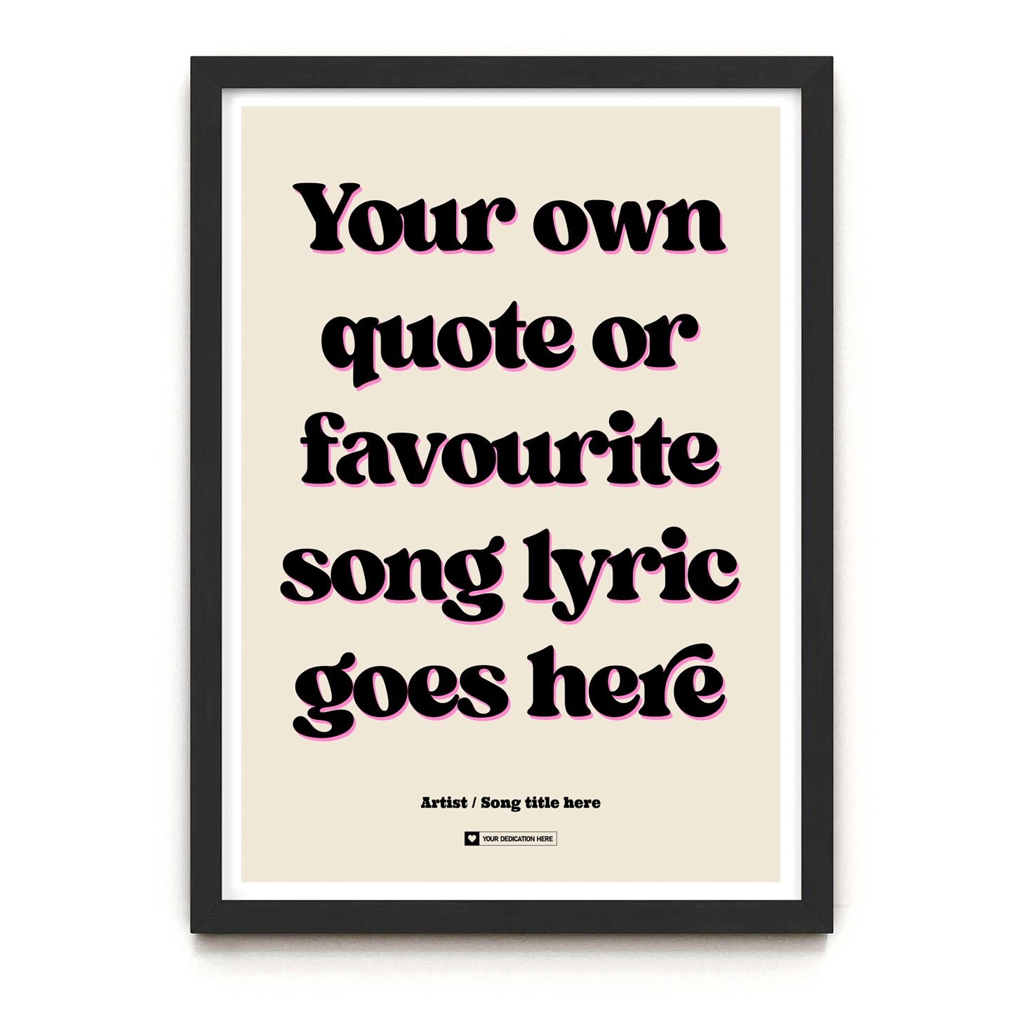 Custom Song Lyrics Retro Typography Print