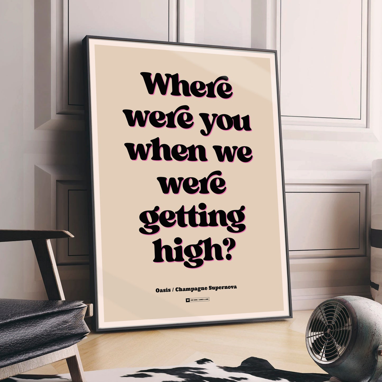 Custom Song Lyrics Retro Typography Print