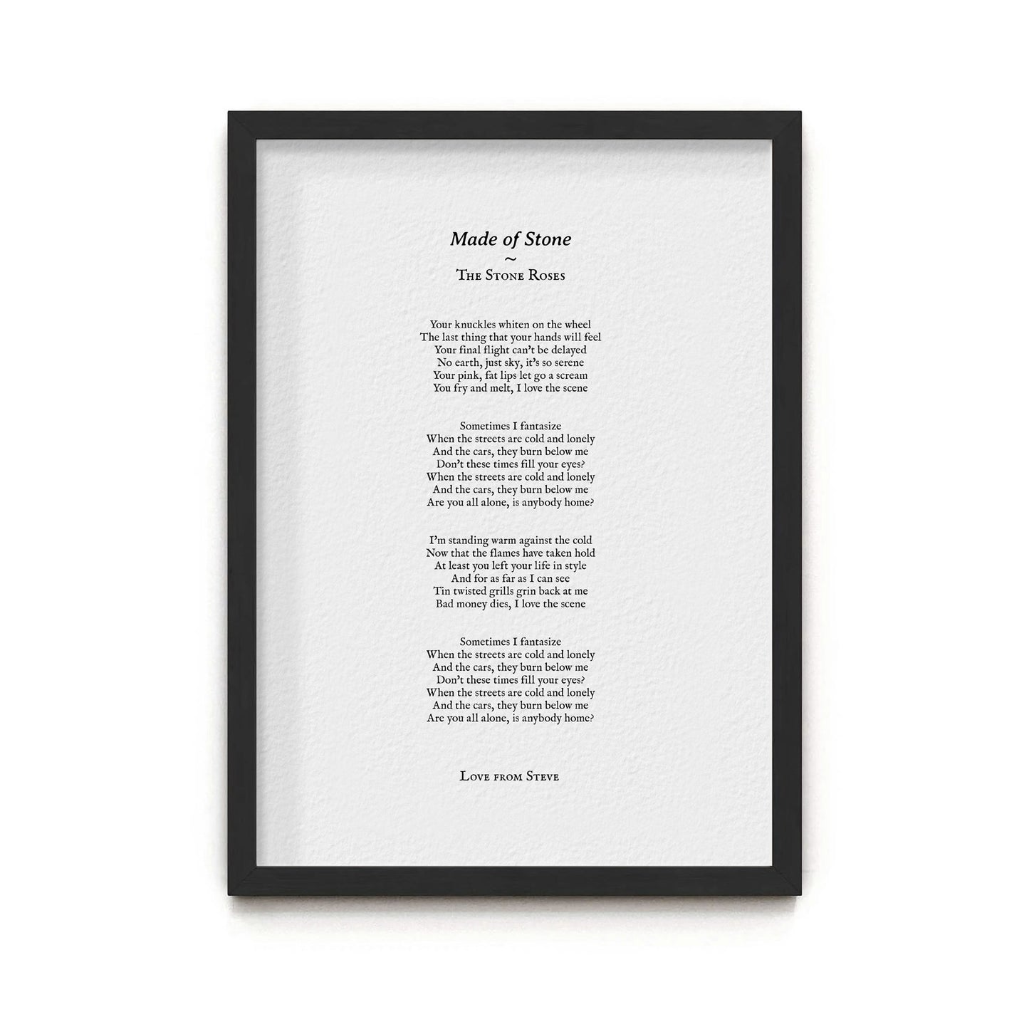personalised lyrics poster