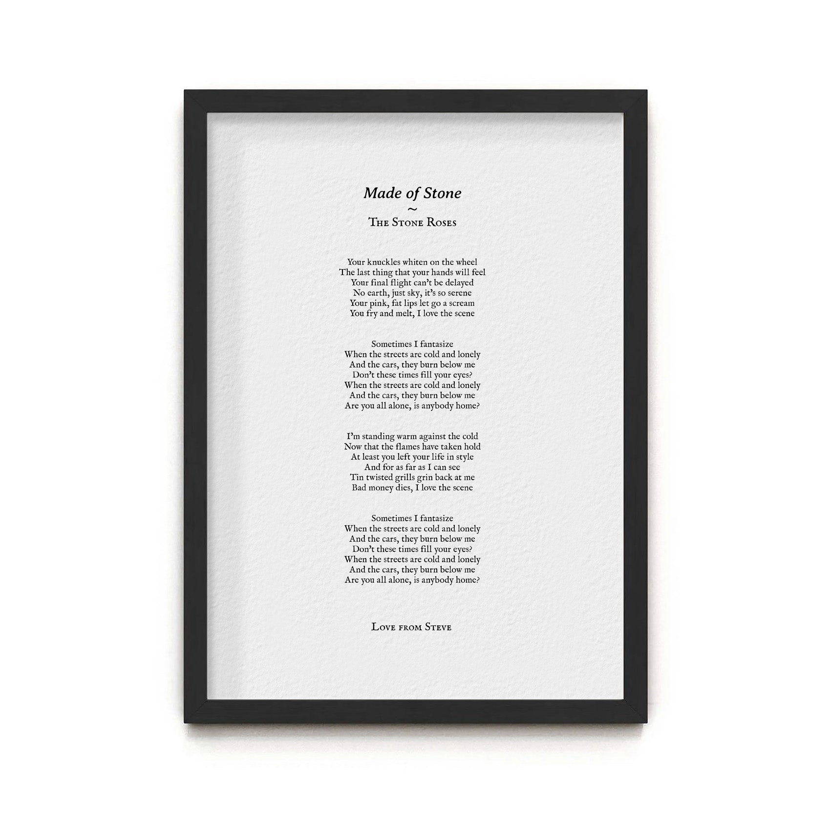 personalised lyrics poster