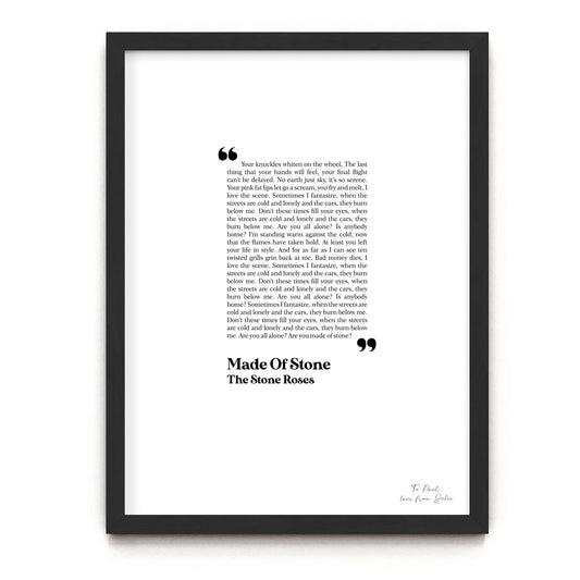 Bespoke Song Lyric Print